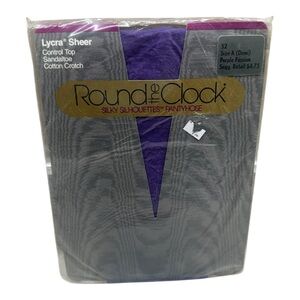 Round The Clock Silky, Silhouettes Control Top Pantyhose Purple Passion Size A